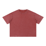 Mineral Wash Boxy Cotton T-Shirt — Red, front view