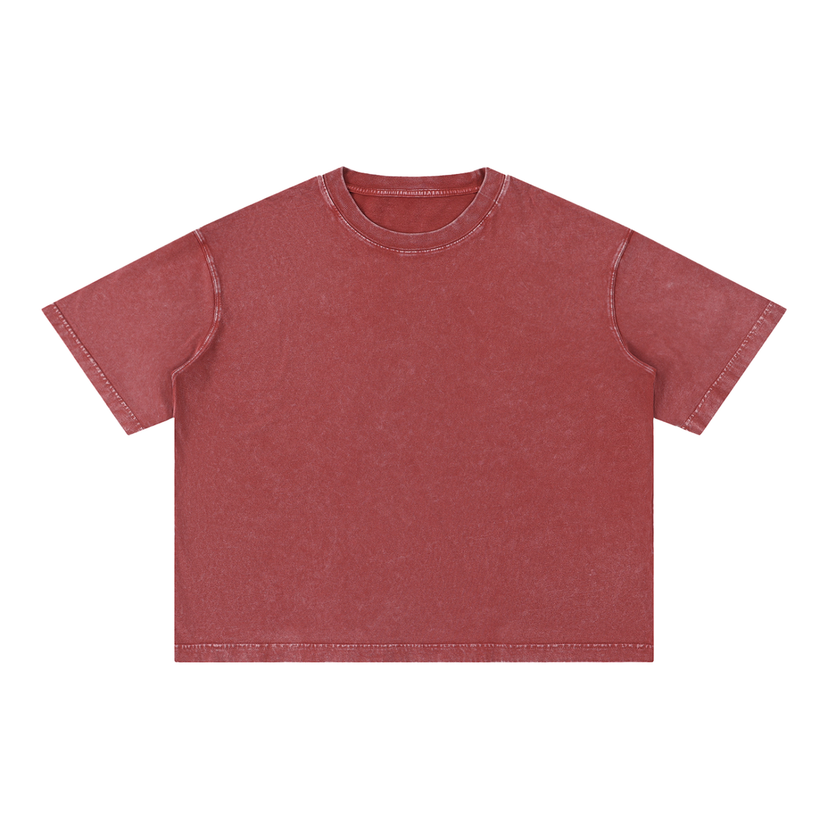 Mineral Wash Boxy Cotton T-Shirt — Red, front view
