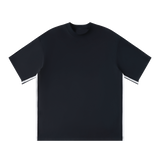 MIROLYUB Unisex Colorblock Crewneck T-Shirt — Navy Blue, front view
