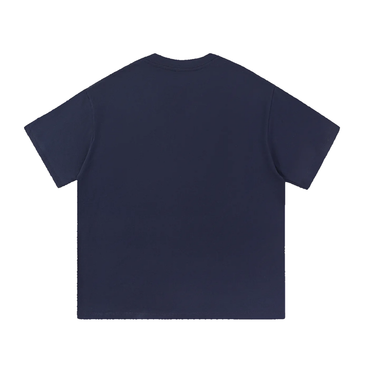MIROLYUB Still Heavy Cotton Tee in Navy Blue, back view.