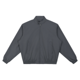 MIROLYUB Transit stand-collar bomber in Dark Gray, front view.