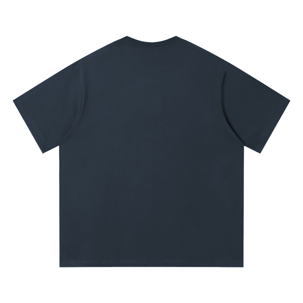 Unisex Quick-Dry Relaxed Fit T-Shirt — Navy Blue, back view