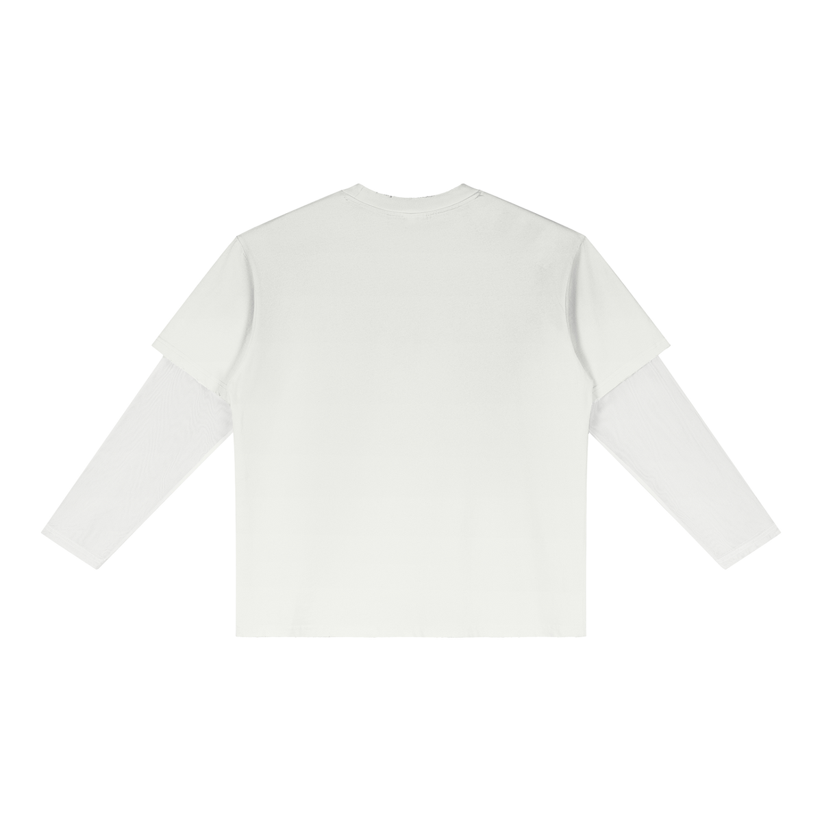 MIROLYUB Fadeline layered long-sleeve tee in White, back view.