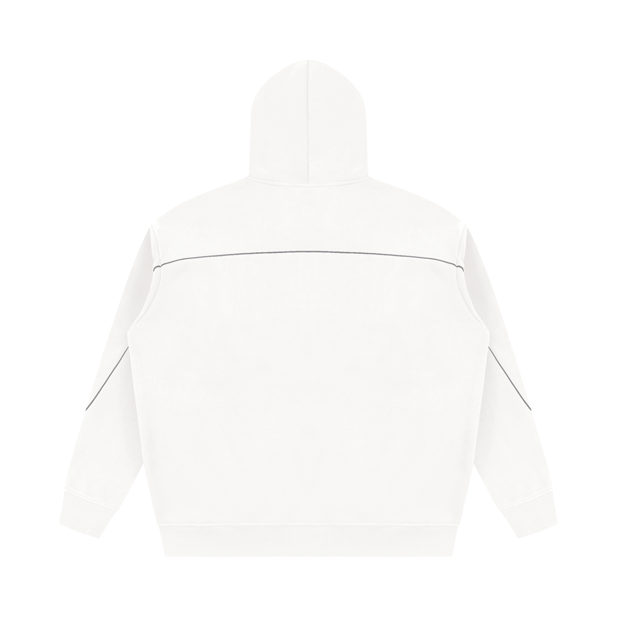 MIROLYUB Hush Oversized Piping Hoodie in White, back view.