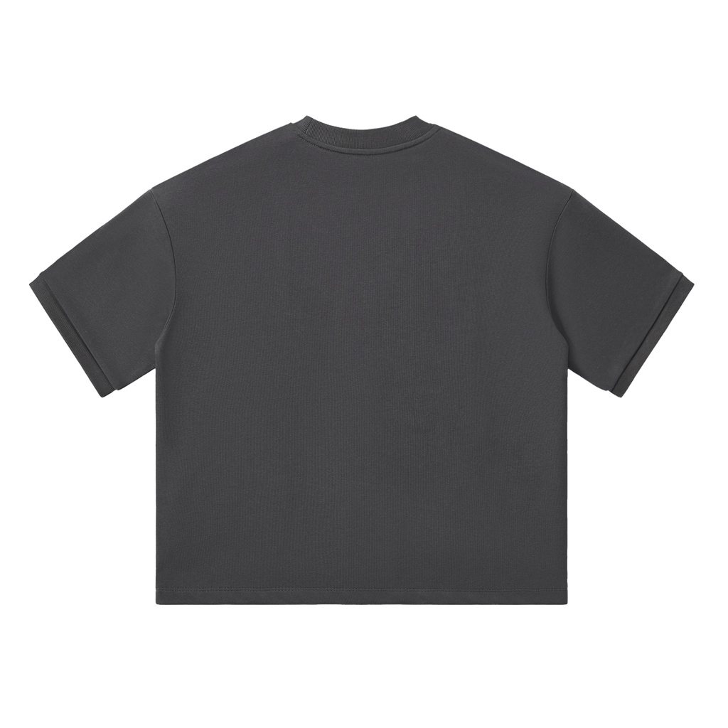 MIROLYUB Unisex Heavyweight Boxy T-Shirt — Dark Gray — back view