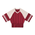 MIROLYUB Women's Color Block Ruched T-Shirt — Red with Apricot — front view