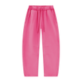 MIROLYUB Arc Vintage-Wash Barrel Fleece Pants in Rose Red, front view.