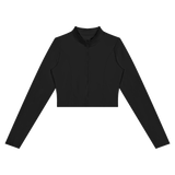 MIROLYUB Women’s Crop Yoga Sports Jacket — Black, front view