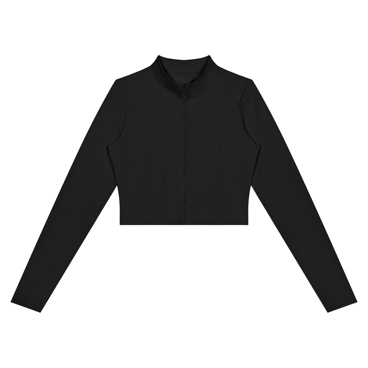 MIROLYUB Women’s Crop Yoga Sports Jacket — Black, front view