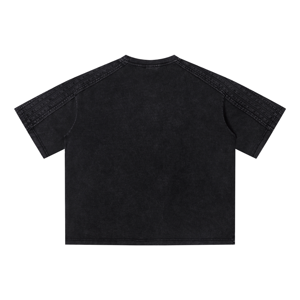 MIROLYUB Unisex Vintage Wash Boxy T-Shirt — Black — back view