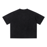 MIROLYUB Unisex Vintage Wash Boxy T-Shirt — Black — back view