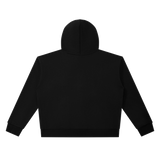 MIROLYUB Unisex Heavyweight Full Zip Boxy Hoodie — Black, back view