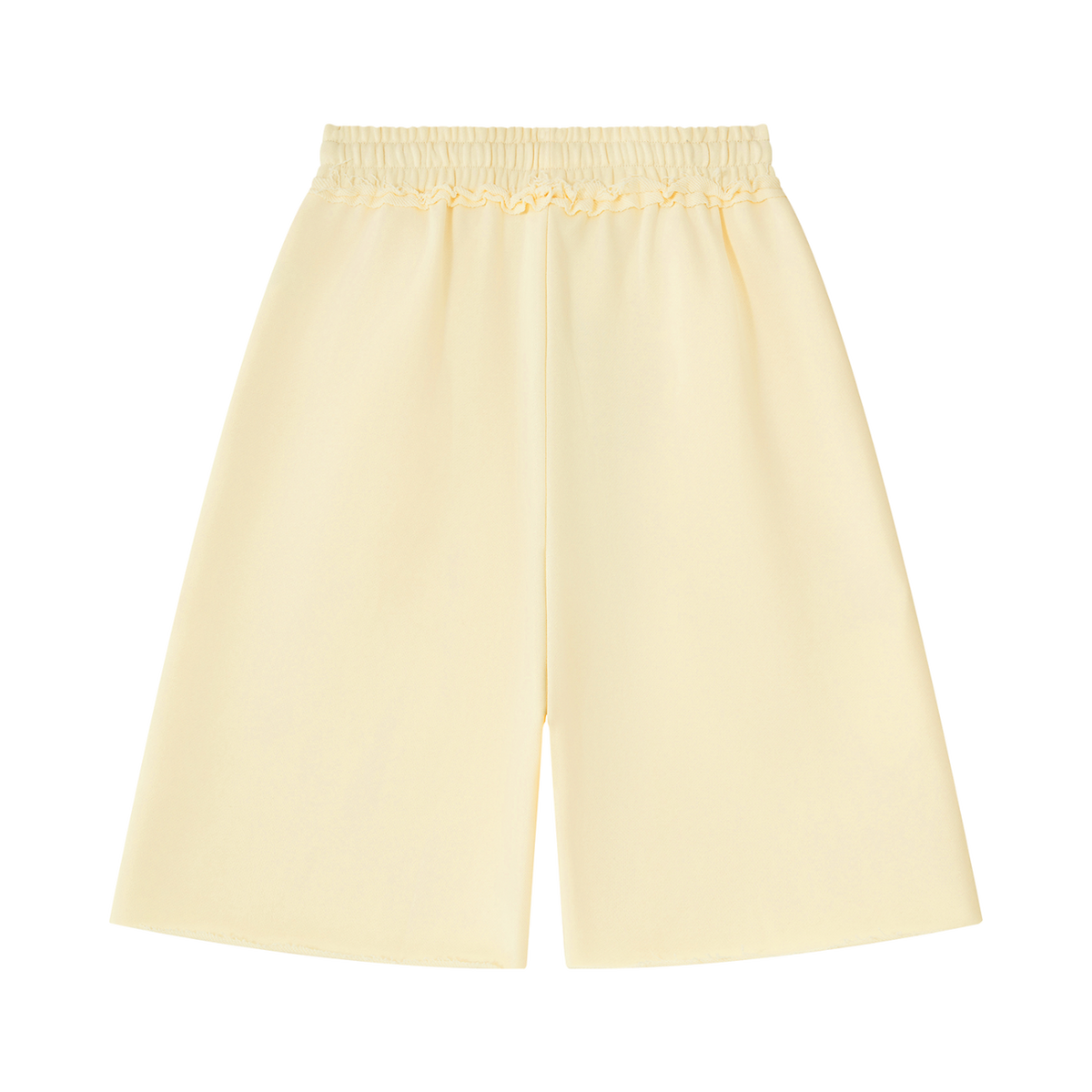 MIROLYUB Unisex Heavyweight Raw Edge Shorts — Apricot, back view