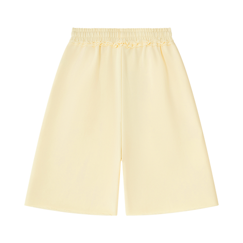 MIROLYUB Unisex Heavyweight Raw Edge Shorts — Apricot, back view