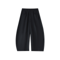 MIROLYUB Contour barrel dress trousers in Black, front view.