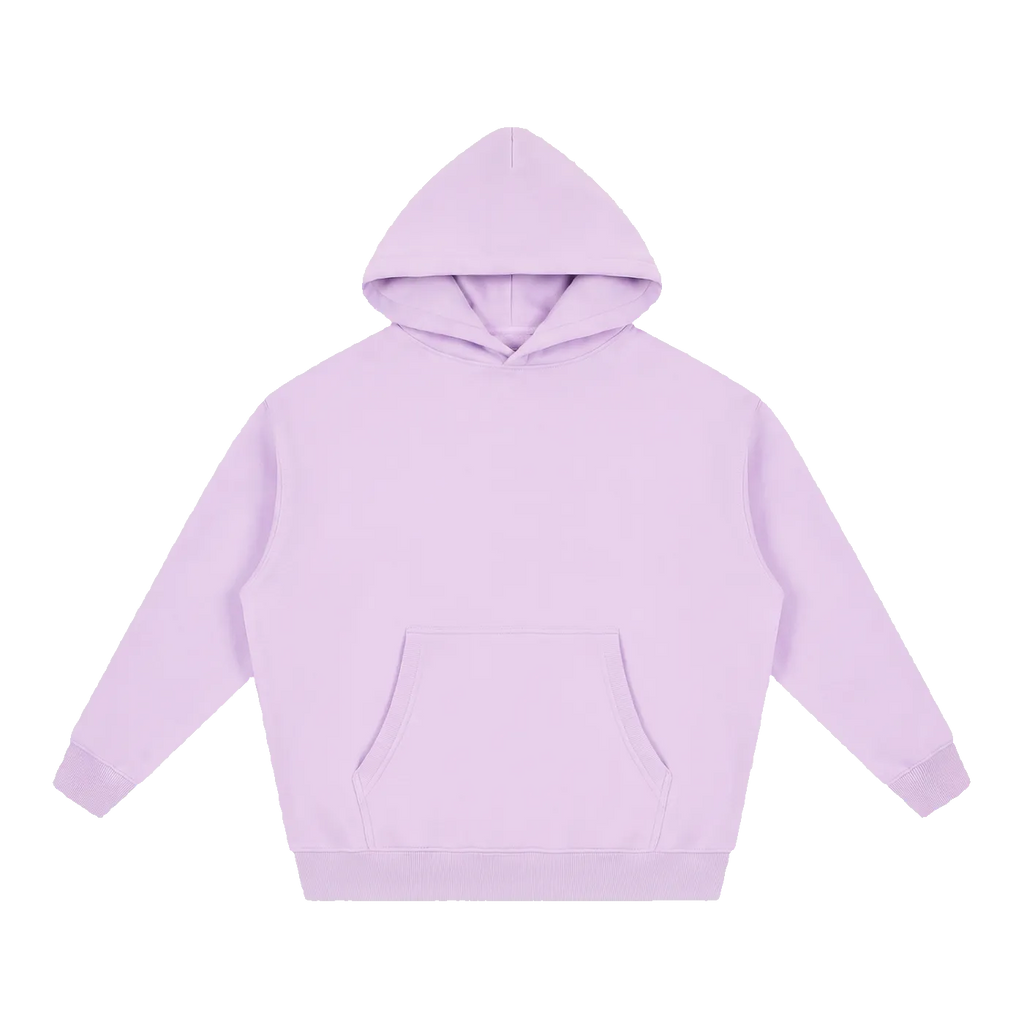 MIROLYUB loft boxy fleece hoodie in Light Purple, front view
