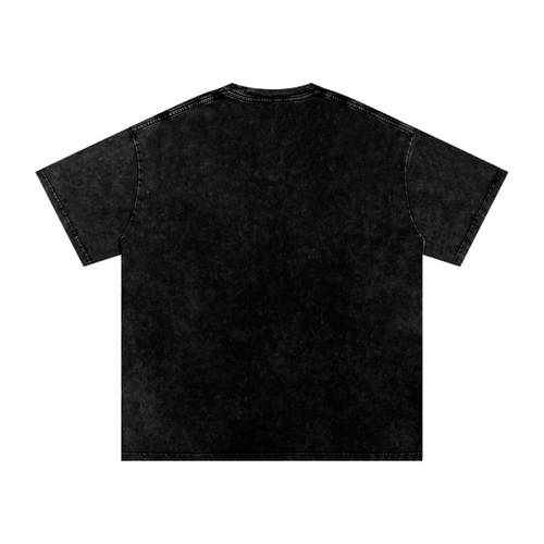 MIROLYUB Afterglow Snow-Wash Oversized Tee in Black, back view.