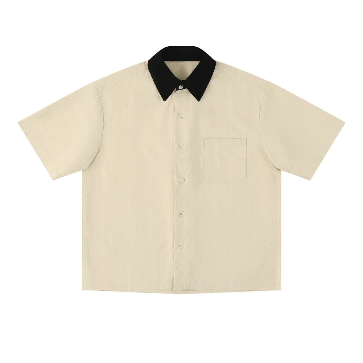 Crossfade cotton short-sleeve contrast-collar shirt in Apricot, front view