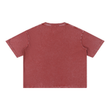 Mineral Wash Boxy Cotton T-Shirt — Red, back view
