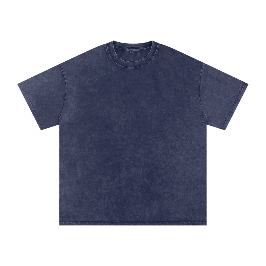 MIROLYUB Afterglow Snow-Wash Oversized Tee in Royal Blue, front view.
