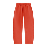 MIROLYUB arc vintage-wash barrel fleece pants in Washed Red, back view