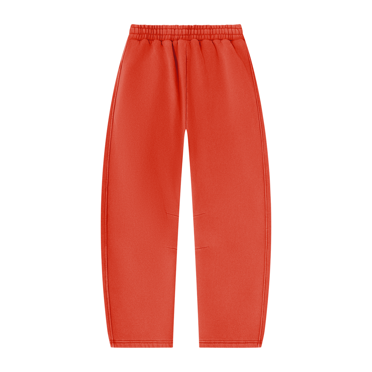 MIROLYUB arc vintage-wash barrel fleece pants in Washed Red, back view