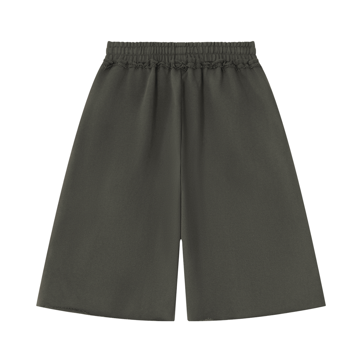 MIROLYUB Unisex Heavyweight Raw Edge Shorts — Dark Gray, back view