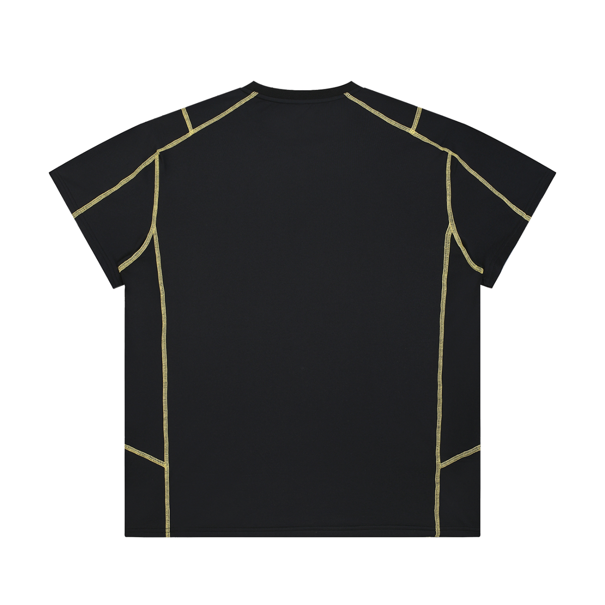 MIROLYUB Unisex Contrast Stitch  Regular Fit T-Shirt — Black, back view