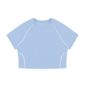 MIROLYUB Women's Contrast Stitch Raglan Crop T-Shirt — Sky Blue — front view