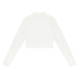 MIROLYUB Women’s Crop Yoga Sports Jacket — White, back view