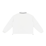 MIROLYUB Collarway collared sweatshirt in White, back view.