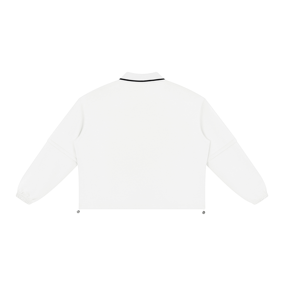MIROLYUB Collarway collared sweatshirt in White, back view.
