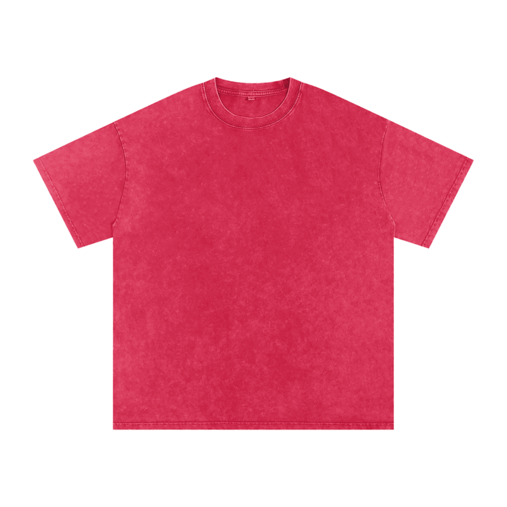 MIROLYUB Afterglow Snow-Wash Oversized Tee in Dark Red, front view.