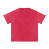 MIROLYUB Afterglow Snow-Wash Oversized Tee in Dark Red, front view.
