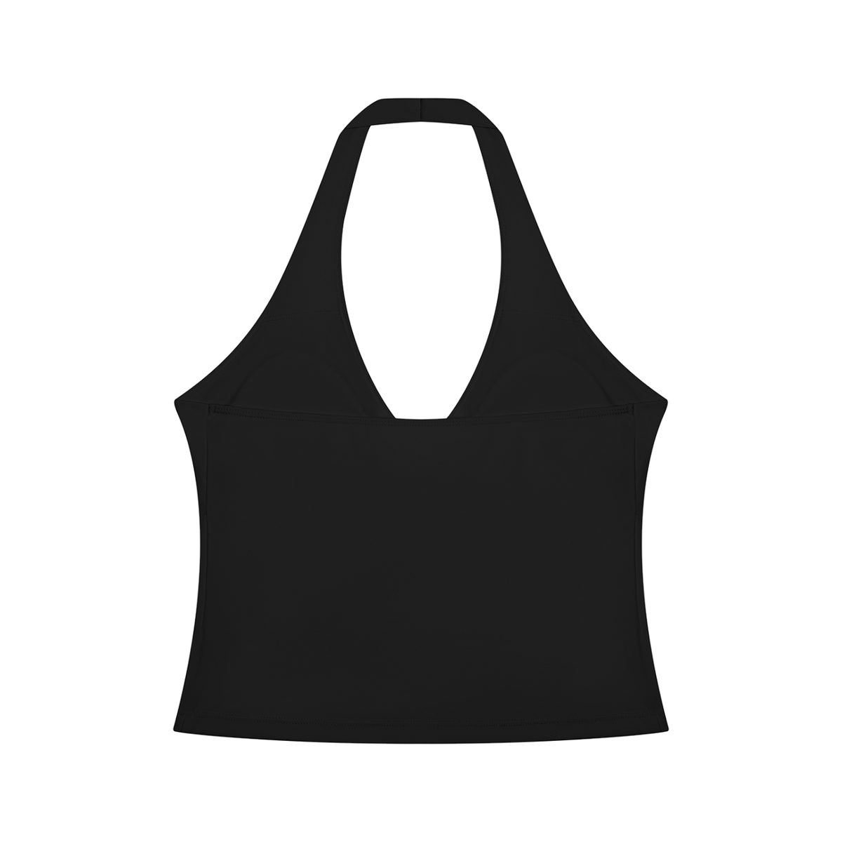 MIROLYUB Women’s Ruched Halter Yoga Tank Top — Black, back view