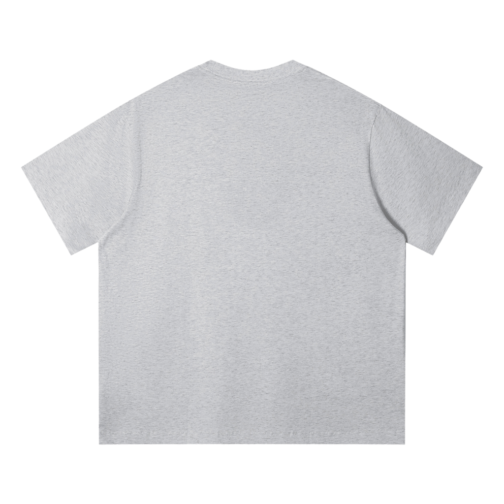 MIROLYUB Driftline Cotton Tee in Flower Gray, back view