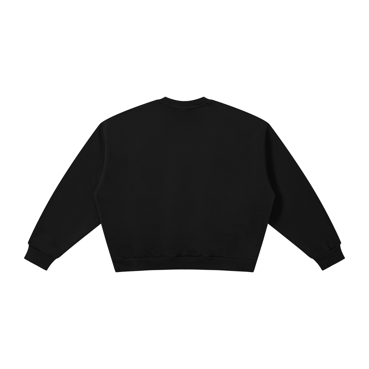 MIROLYUB Meridian boxy fleece crewneck in Black, back view.