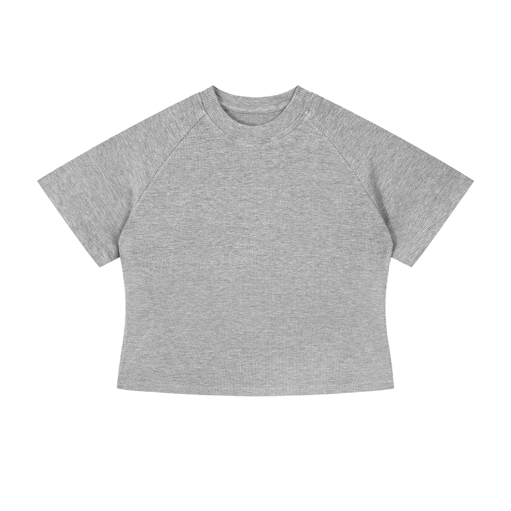 MIROLYUB Women's Mineral Wash Crop T-Shirt — Gray, front view