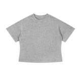 MIROLYUB Women's Mineral Wash Crop T-Shirt — Gray, front view