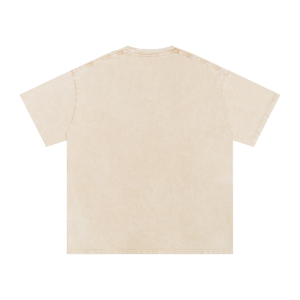 MIROLYUB Afterglow Snow-Wash Oversized Tee in Apricot, back view.