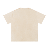 MIROLYUB Afterglow Snow-Wash Oversized Tee in Apricot, back view.