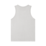 MIROLYUB Tension heavyweight ribbed tank in Flower Gray, back view.