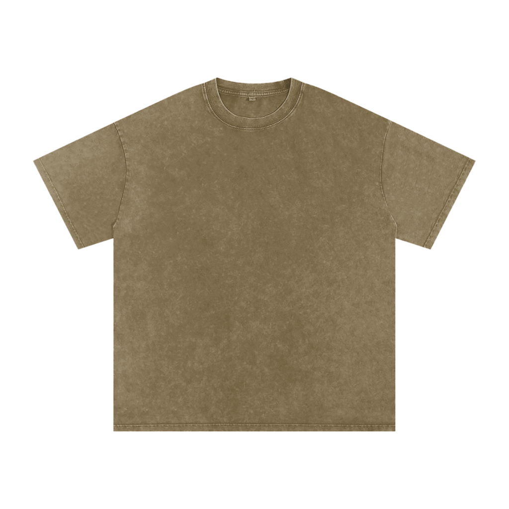 MIROLYUB Afterglow Snow-Wash Oversized Tee in Gray Green, front view.