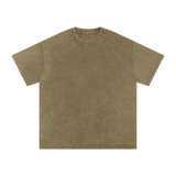 MIROLYUB Afterglow Snow-Wash Oversized Tee in Gray Green, front view.