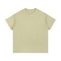 MIROLYUB Palimpsest vintage-wash cotton tee in Bean Green, front view with a relaxed body and dropped shoulders