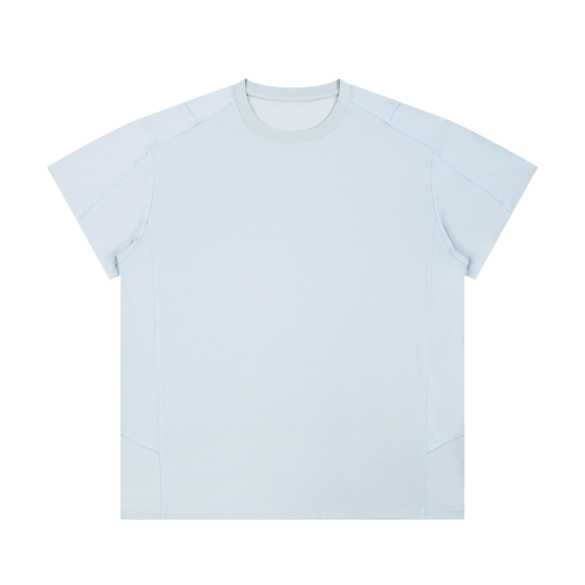 MIROLYUB Unisex Contrast Stitch  Regular Fit T-Shirt — Light Blue, front view