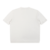 MIROLYUB Cadence Knit Henley Tee in White, back view.