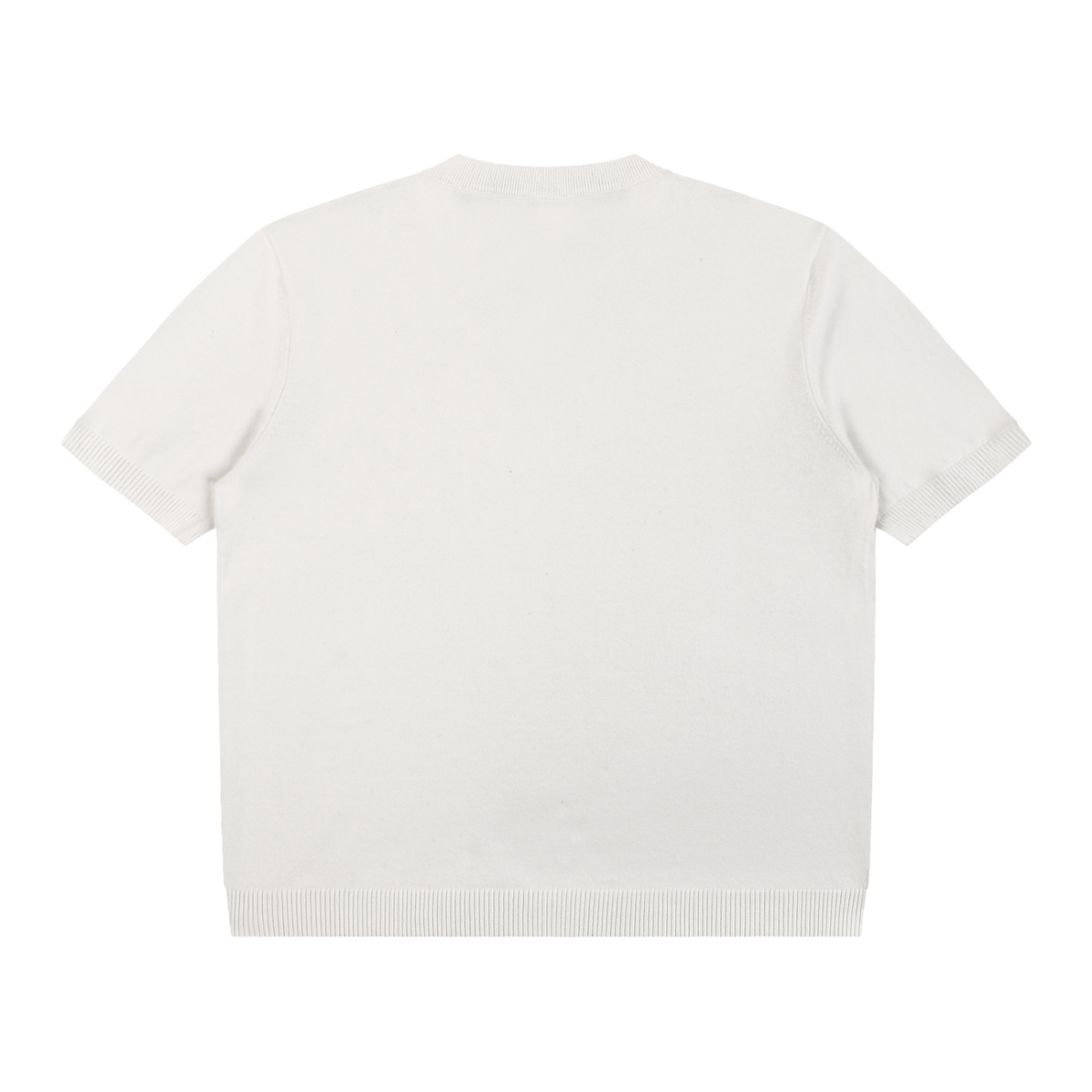 MIROLYUB Cadence Knit Henley Tee in White, back view.