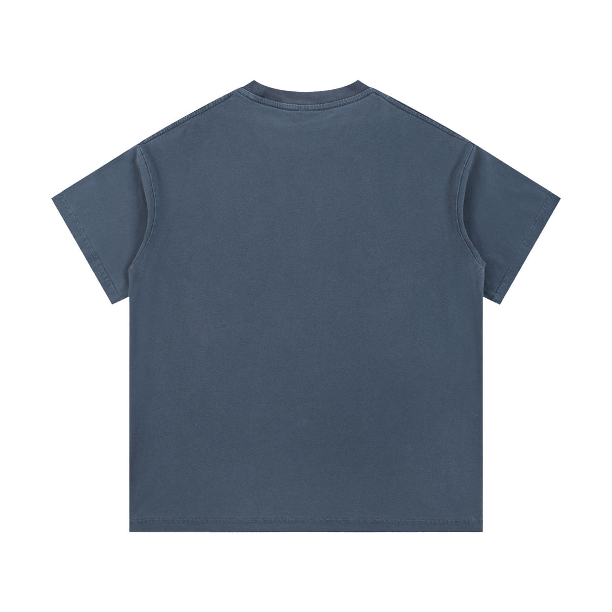 MIROLYUB Palimpsest Vintage-Wash Cotton Tee in Gray Blue, back view.