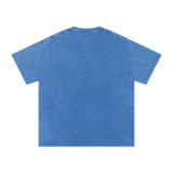 MIROLYUB Afterglow Snow-Wash Oversized Tee in Light Blue, back view.